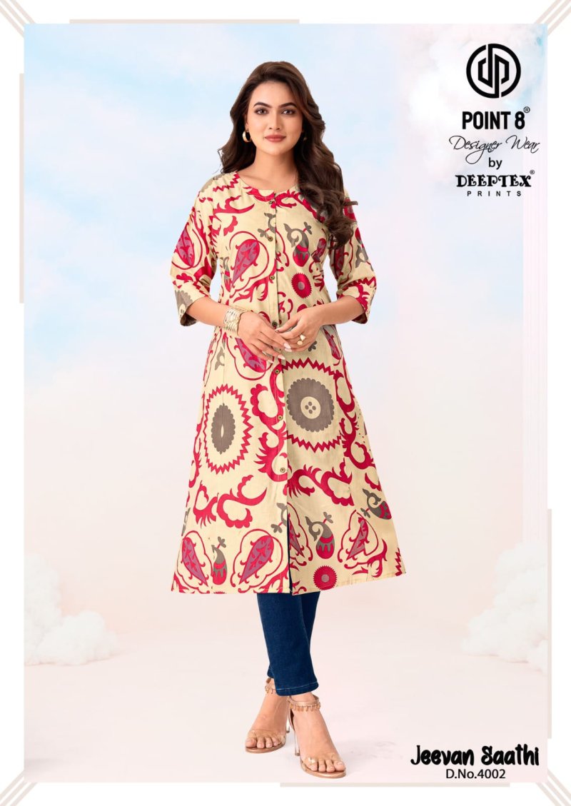 Jeevan Sathi Vol 4 By Deeptex A Line Cotton Printed Kurtis 